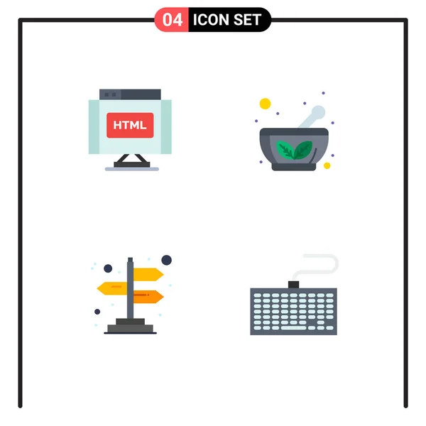 Icone Tematiche Vettoriali Piatte Simboli Editabili Codice Direzione Internet Ciotola — Vettoriale Stock