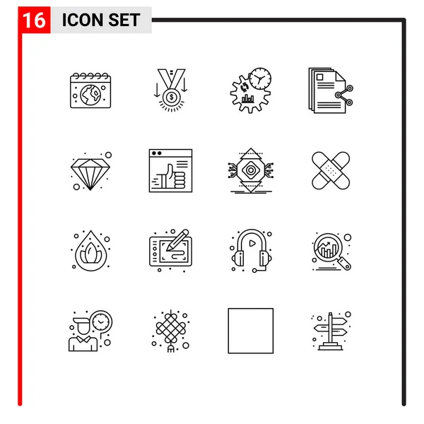 16文件 可编辑向量设计元素的通用大纲符号 — 图库矢量图片