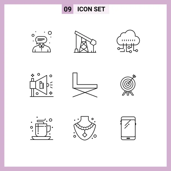 Vector Icon Pack Line Signs Symbols Rest Furniture Data Chair — 스톡 벡터