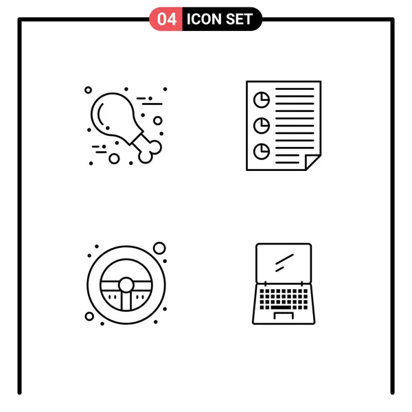 Creative Icons Modern Jelek Szimbólumok Élelmiszer Kormány Pulyka Négy Kormánykerék — Stock Vector