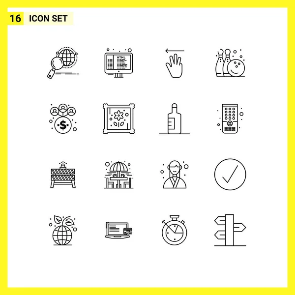 Set Modern Icons Symbols Signs Business Game Programming Fun Left — Stock Vector