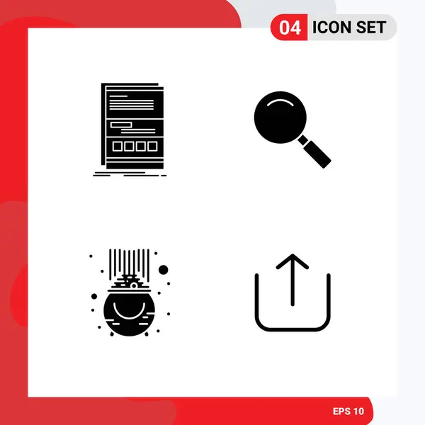 Universal Icon Symbols Group Modern Solid Glyphen Browser Fortune Page — Stockvektor