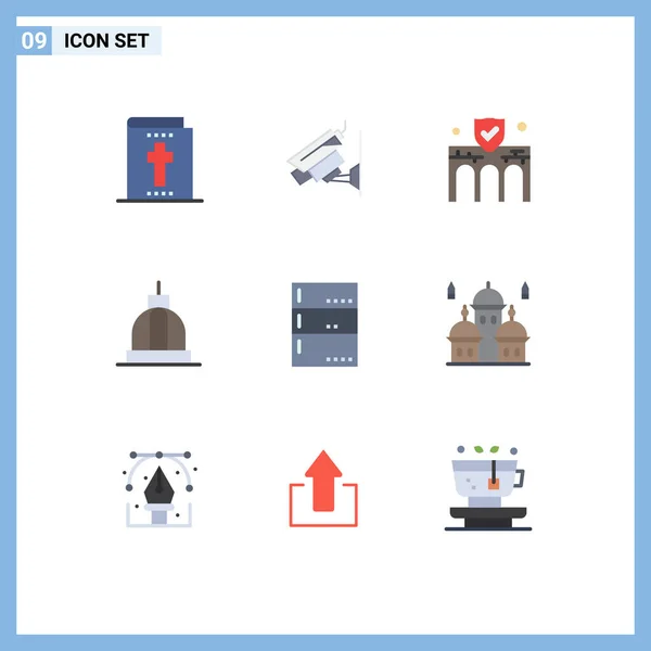 Pictogram Set Simple Flat Colors Admin Capitol Business Building Architecture — Stockový vektor