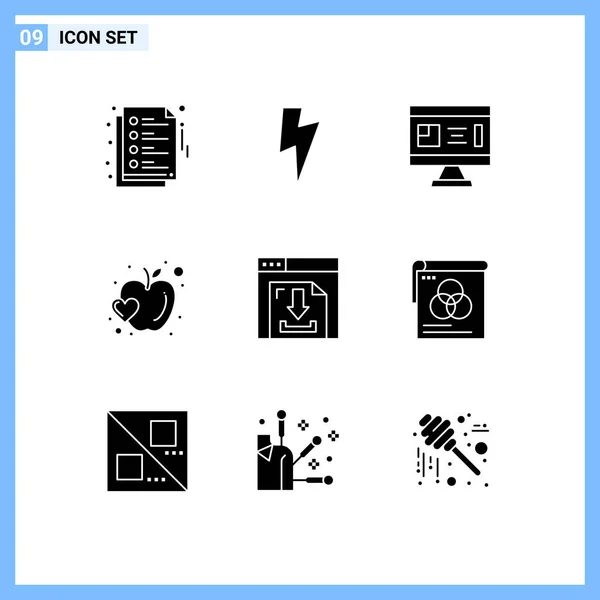 Universal Icon Symbols Group Modern Solid Glyphen Internet Pfeile Bau — Stockvektor