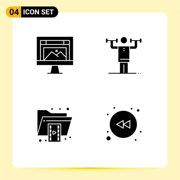 Stock Vector Icon Pack Mit Linienzeichen Und Symbolen Für App — Stockvektor