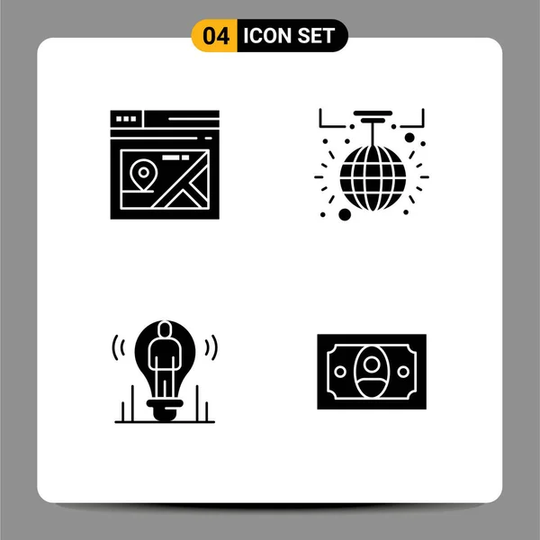 Universal Icon Symbols Group Modern Solid Glyphs Web Idea Map — Διανυσματικό Αρχείο