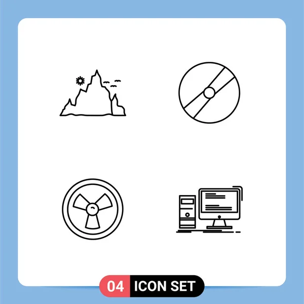 Icône Universel Symboles Groupe Filledline Moderne Plat Couleurs Montagne Pokémon — Image vectorielle