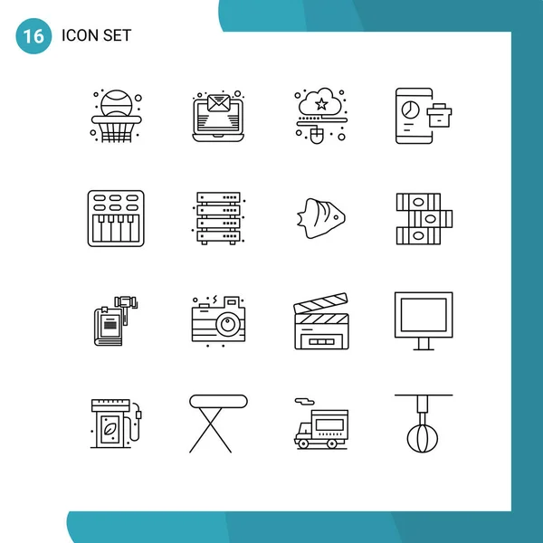 Pictogram Set Simple Outlines Cinema Seo Connected Report Business Editable — Stock Vector