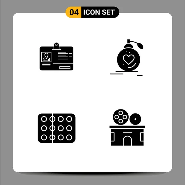 Mobile Interface Solid Glyph Set Pictograms Pass Wedding Passion Health — Stockový vektor