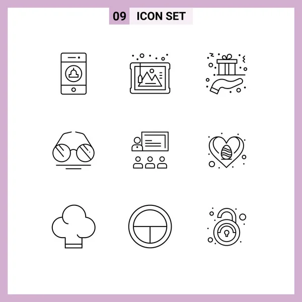 Stock Vector Icon Pack Líneas Signos Símbolos Para Trabajo Equipo — Archivo Imágenes Vectoriales