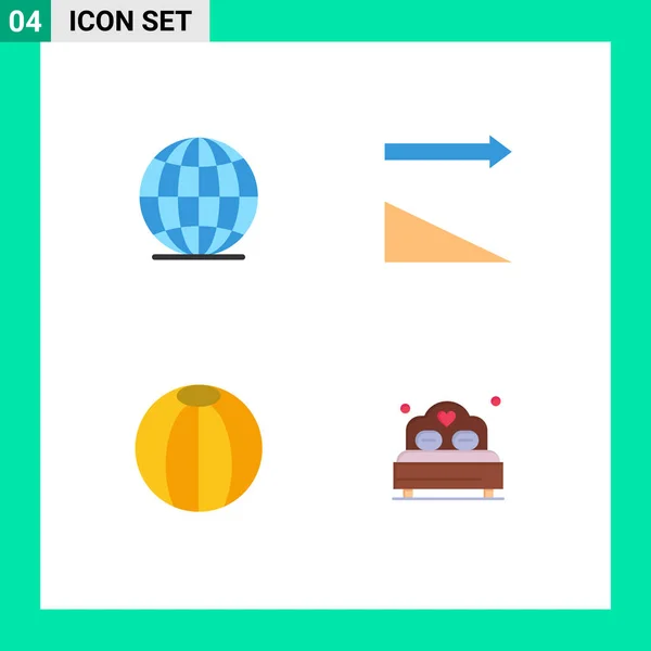 Modern Set Flat Icons Pictograph Global Toy Descending Ball Love — Vector de stock