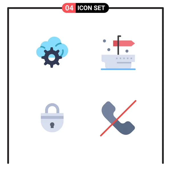 Iconos Planos Vectoriales Temáticos Símbolos Editables Nube Seguridad Nave Bloqueo — Vector de stock
