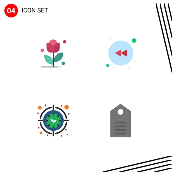 Universal Flat Icons Set Web Mobile Applications Flower Time Arrow — Stock Vector