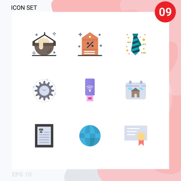 Stock Vector Icon Pack Line Signs Symbols Usb Production Tag — 스톡 벡터