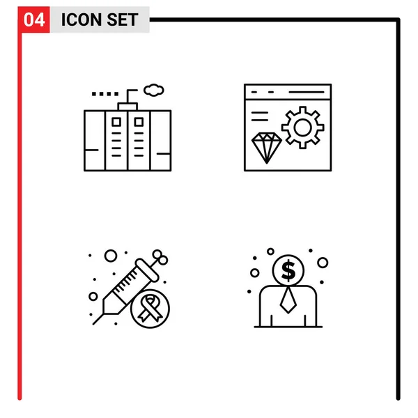 Stock Vector Icon Pack Mit Linienzeichen Und Symbolen Für Elektrizität — Stockvektor