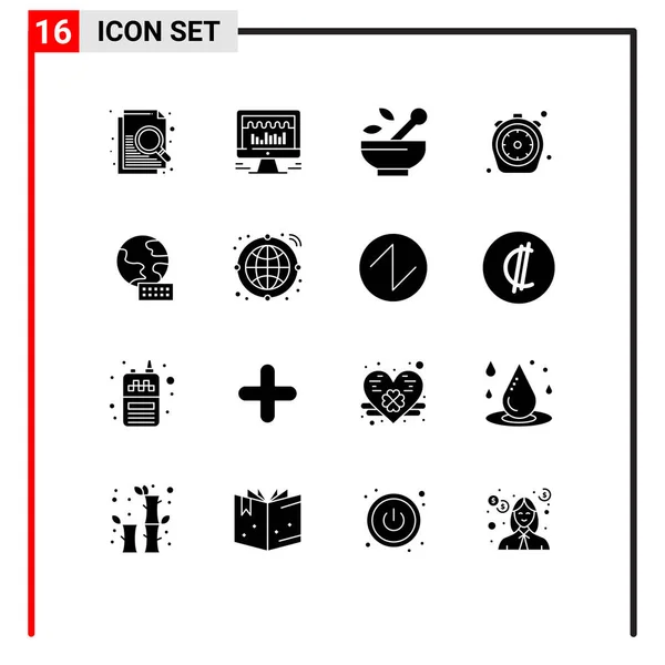 Universal Icon Symbols Group Modern Solid Glyphs Globe Timer Medical — Stockový vektor