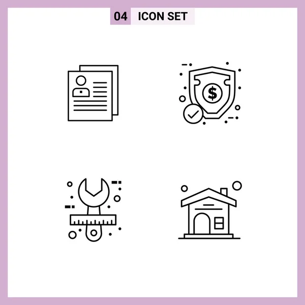 Modern Set Filledline Flat Colors Symbols Profile Security Delete Money — Stock Vector