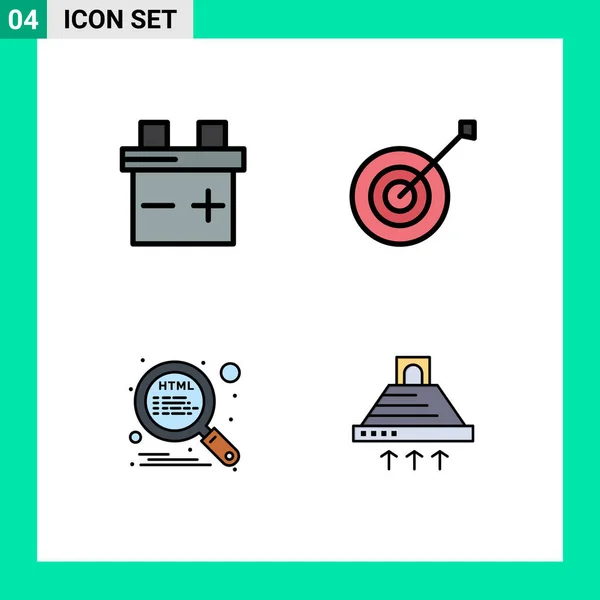 Interfaz Usuario Filledline Flat Color Pack Signos Símbolos Modernos Batería — Vector de stock