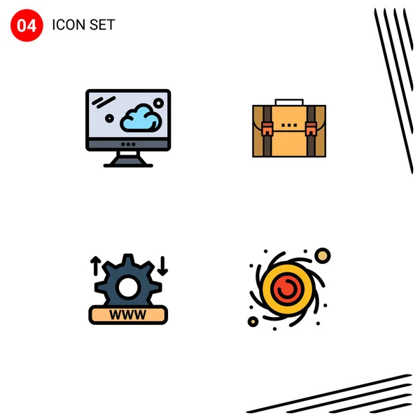 Stock Vector Icon Pack Line Signs Symbols Cloud Suitcase Briefcase — 스톡 벡터