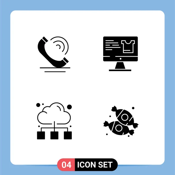 Stock Vector Icon Pack Líneas Señalización Símbolos Para Llamadas Redes — Vector de stock