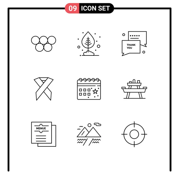 Creative Icons Modern Signs Symbols Date Solidarity Thank Health Ribbon — Stock Vector
