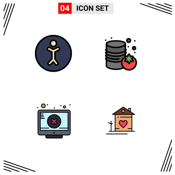 Set Modern Icons Sysymbols Signs Accessibility Attention Canned Screen House — Vector de stock