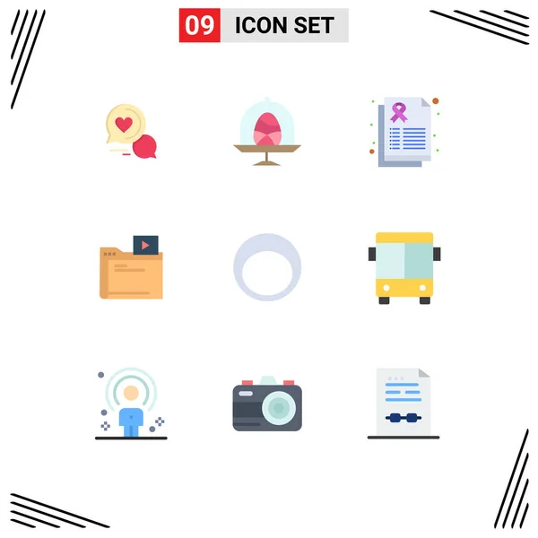 Set Modern Icons Symbols Signs Accessories Video Easter Movie Cancer — Stock Vector