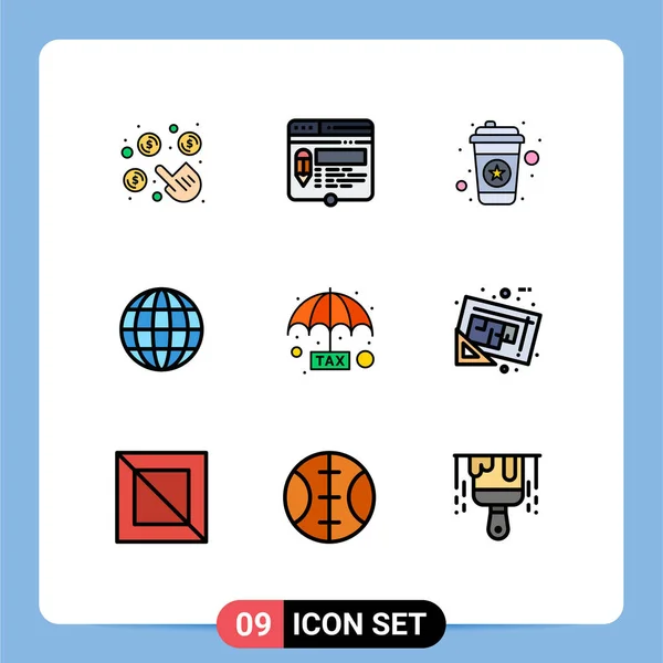 Universal Icon Symbols Group Modern Filledline Flat Colors Payable World — Vetor de Stock