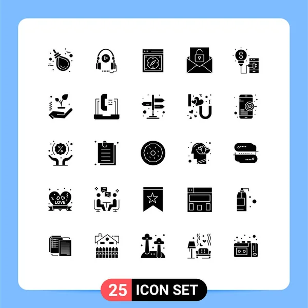Conjunto Icones Modernos Símbolos Sinais Para Desbloquear Mail Educação Comunicação — Vetor de Stock