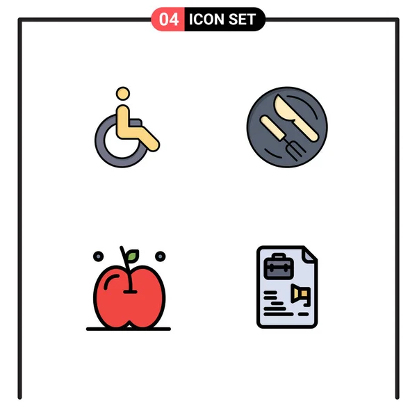 现代标志和轮椅 文件可编辑向量设计元素符号的用户界面从线平面彩色包装 — 图库矢量图片