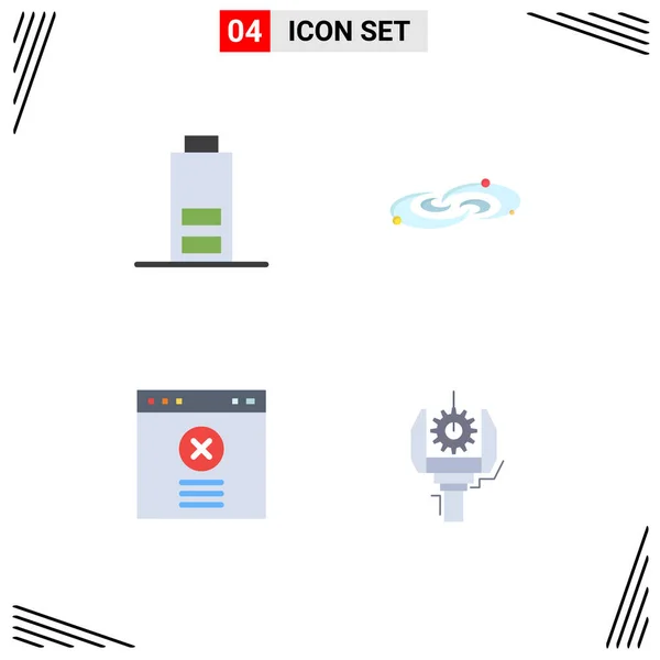Pack Modern Flat Icons Signs Symbols Web Print Media Battery — Stock Vector