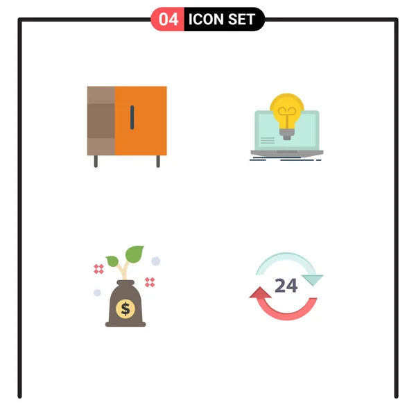 User Interface Pack Mit Einfachen Flachen Icons Für Möbel Budget — Stockvektor