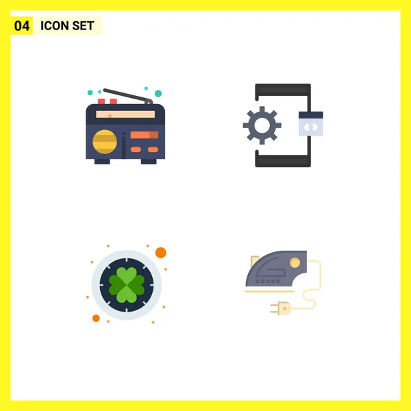 Mobile Interface Flat Icon Set Mit Piktogrammen Der Frequenz Irisch — Stockvektor