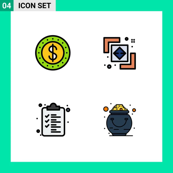 Conjunto Icones Modernos Símbolos Sinais Para Dólar Prancheta Diferença Caminho — Vetor de Stock