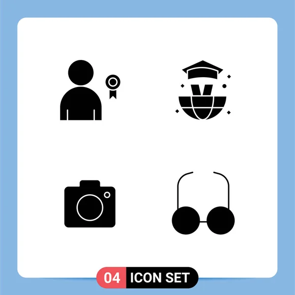 Conjunto Icones Modernos Símbolos Sinais Para Realização Foto Fita Graduação — Vetor de Stock