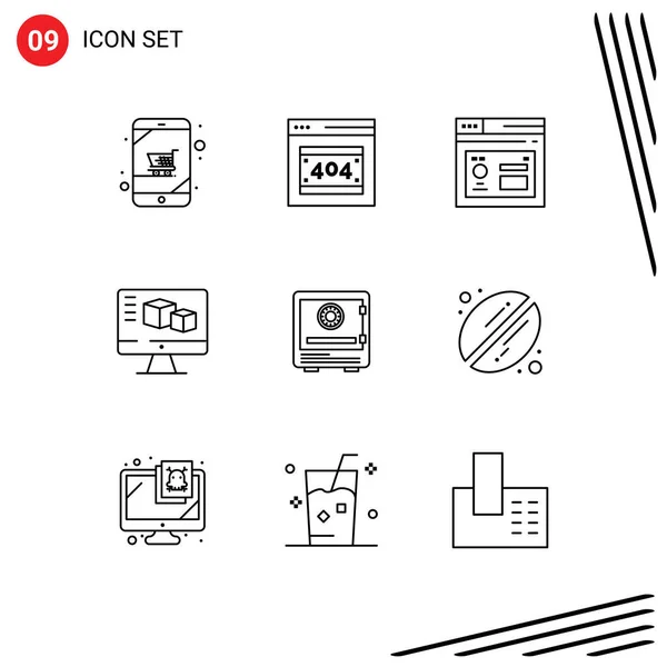 Stock Vector Icon Pack Líneas Signos Símbolos Para Banco Computación — Vector de stock