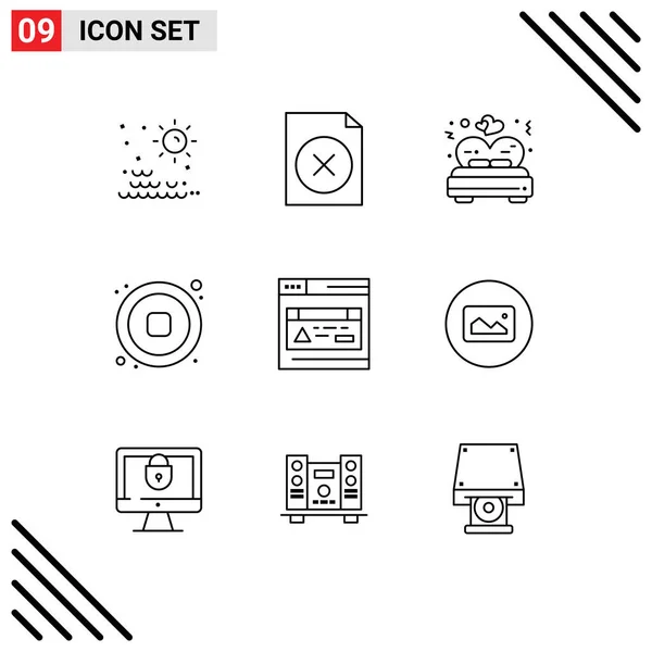 Pack Modern Outlines Signs Symbols Web Print Media Webpage Interface — Stock Vector