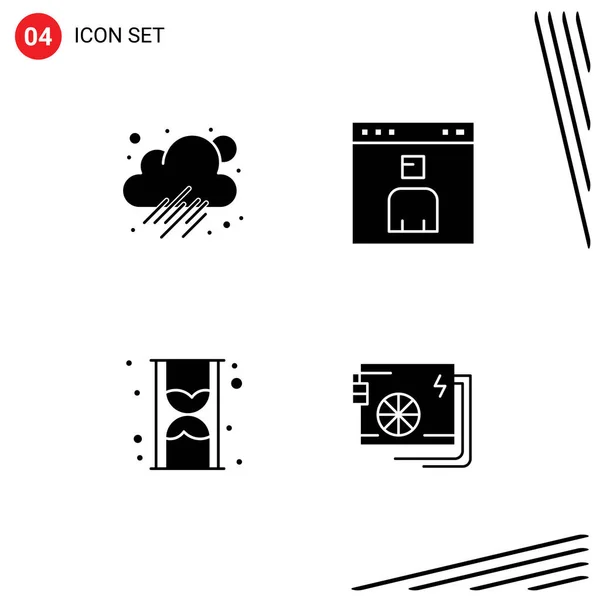 Universal Solid Glyphs Set Web Mobile Applications Cloud Hour Avatar — 스톡 벡터