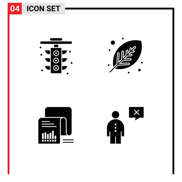 Mobile Interface Solid Glyph Set Pictograms City Checklist Light Leaf — Stock Vector