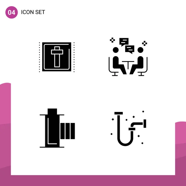 Set Modern Icons Symbols Signs Corss Cinema Sign Chat Movie — Stock Vector