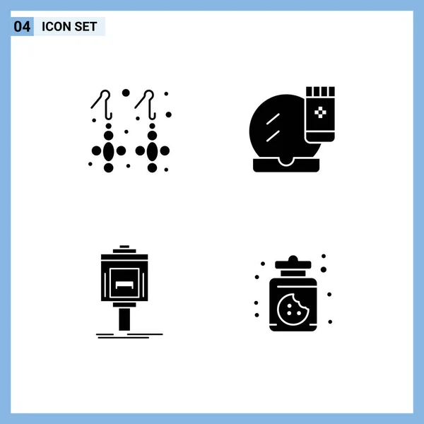 상업용 Glyphs 귀고리 서비스 Editable Vector Design Elements — 스톡 벡터