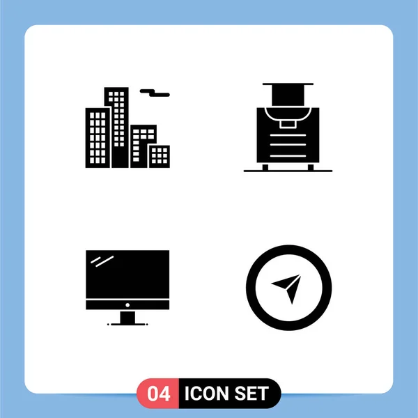 Stock Vector Icon Pack Line Signs Symbols Apartment Imac Baggage — Stock Vector