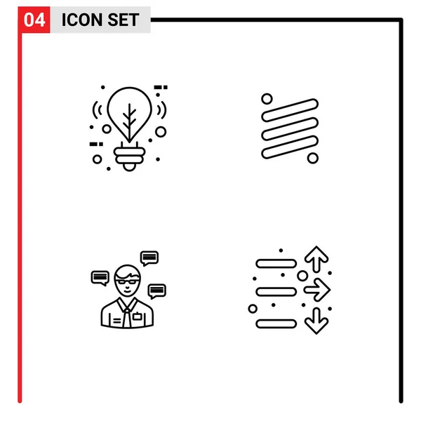 Conjunto Icones Modernos Símbolos Sinais Para Lâmpada Homem Iluminação Criptografia — Vetor de Stock