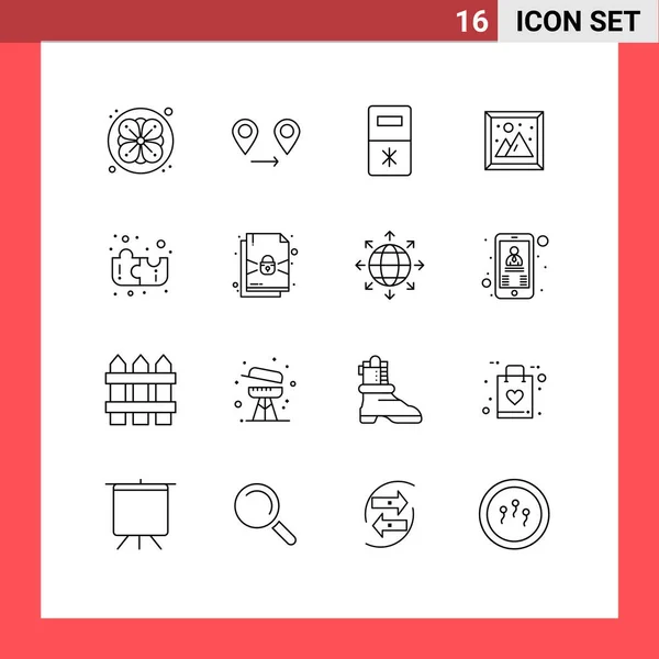 Creative Icons Modern Signs Symbols Lock Strategy Refrigerator Puzzle Picture — Stock Vector