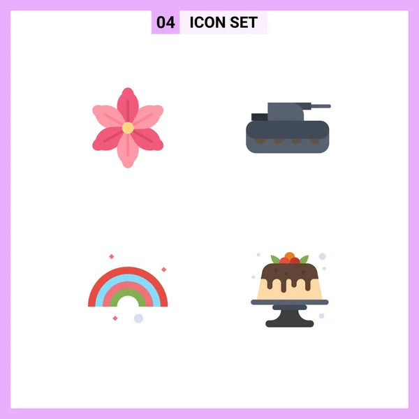 Creative Icons Modern Signs Sysymbols Flower Forecast Spring Panzer Rainbow — Vector de stock