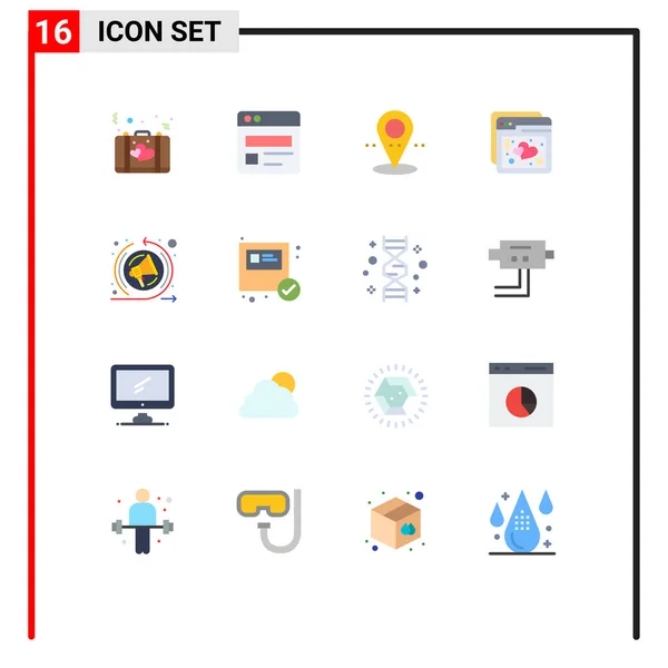 Conjunto Icones Modernos Símbolos Sinais Para Seo Discurso Marketing Localização — Vetor de Stock
