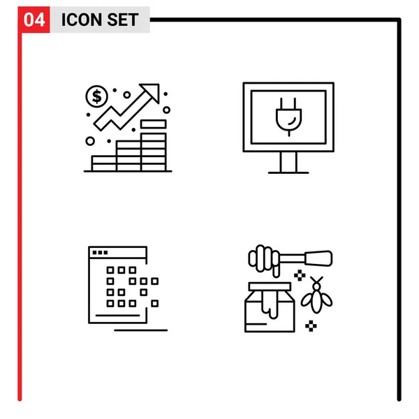 Set Commercial Filledline Flat Colors Pack Business Application Management Internet — Image vectorielle