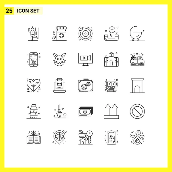 Universal Icon Symbols Gruppe Von Modernen Linien Der Form Notfall — Stockvektor