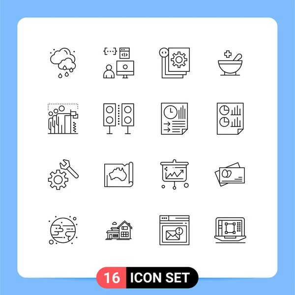 Universal Icon Symbols Group Modern Outlines Team Bowl Coding Patient — Stockový vektor