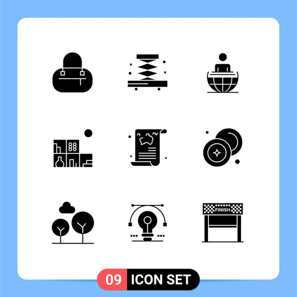 Thematic Vector Solid Glyphs Editable Symbols Cash Travel Modern Article — 스톡 벡터